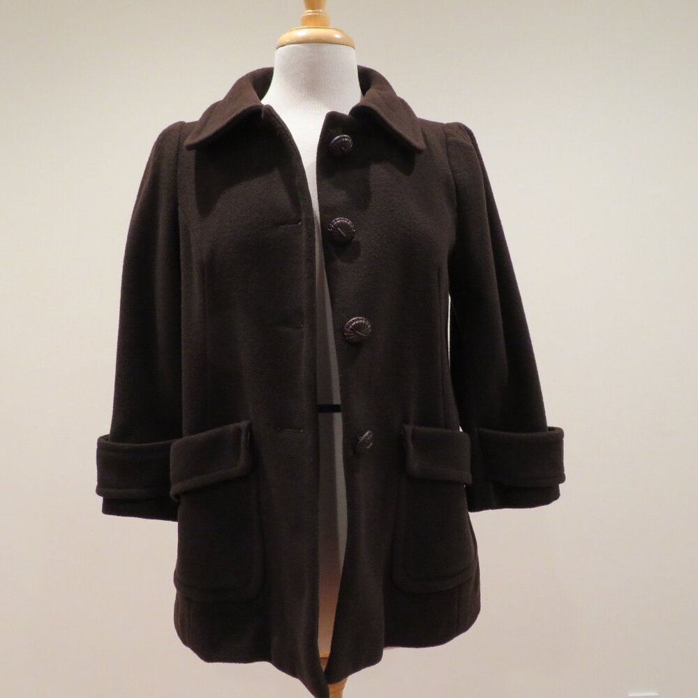 Women Medium Brown Wool Blend Coat Zara Basic Sho… - image 1